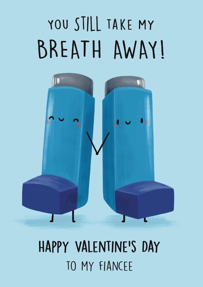 Cute Valentine’s Card - Asthma Inhaler - You Take My Breath Away - For Fiancee created by Sophie Kent Illustration