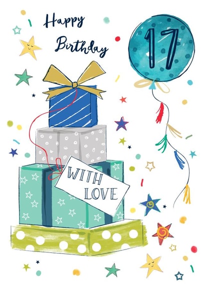 Classic Birthday card - 17 Today - Presents created by Katie Phythian Design