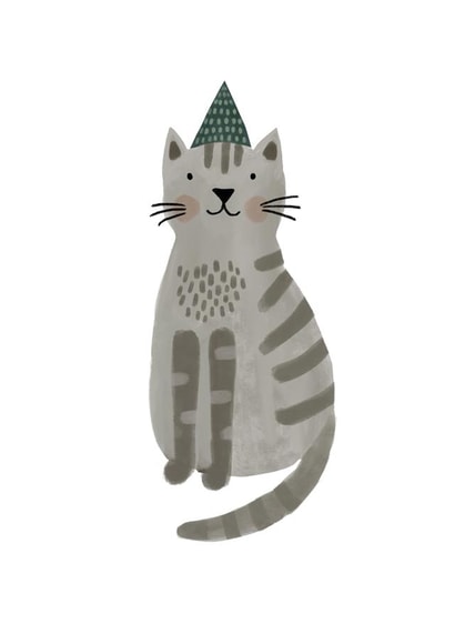 Cute Birthday Card - Cat in Party Hat created by HeatherLucyJ