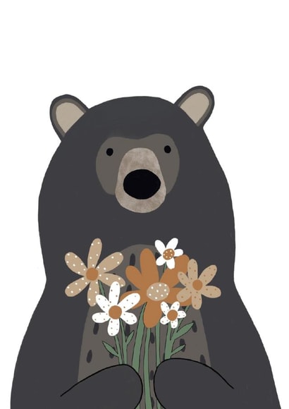 Cute Love Card - Bear with Flowers created by HeatherLucyJ