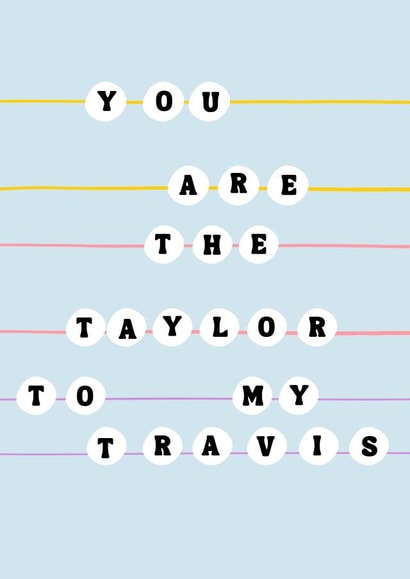 Cute Travis Kelce & Taylor Swift friendship bracelet card for wife or girlfriend created by Oh Man!