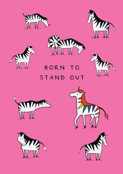 Queer Zebra Card - Born to Stand Out created by Vallely Studios