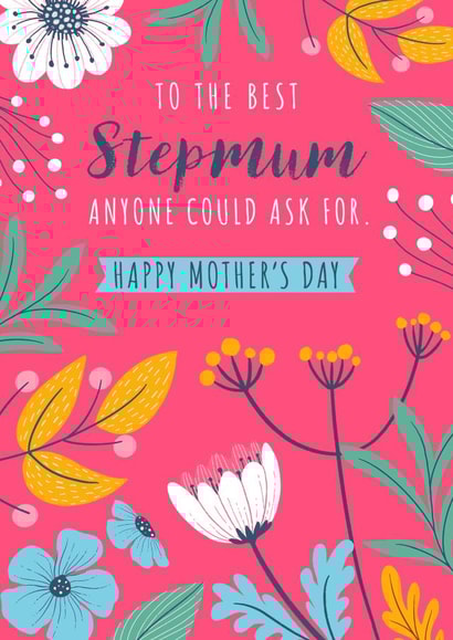 Pretty Mother's Day Card - For Stepmum - Floral design - Pink created by Dalia Clark Design
