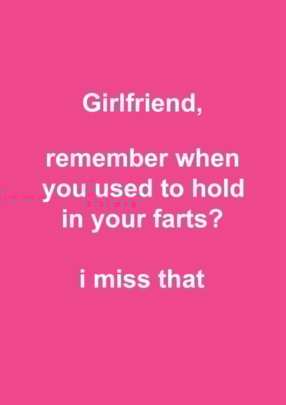 Funny Typography Valentines Day Card - for Girlfriend - Hold Your Farts In created by Snarkologie