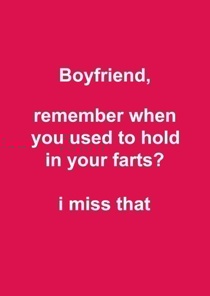 Funny Typography Valentines Day Card - for Boyfriend - Hold Your Farts In created by Snarkologie