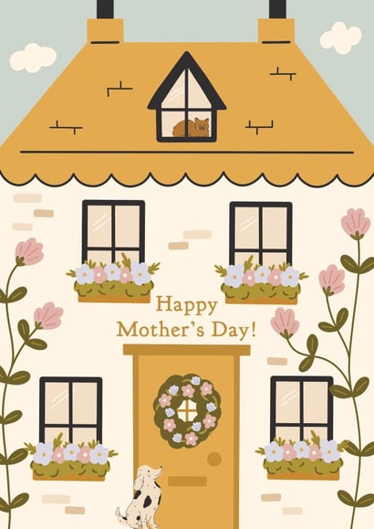 Pretty Mother's Day Card - Floral House - Cute Dog or Cat Mum Card created by Abbie Imagine