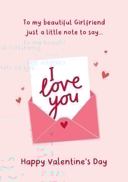 Cute Valentine's Card - I Love You - Girlfriend created by Fliss Muir