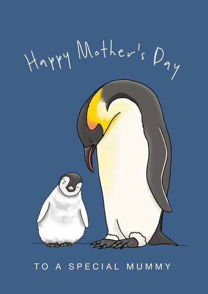Cute Mother's Day card - Penguin Mum & Chick created by Lucy Driver