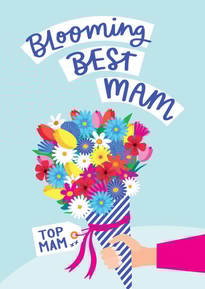 Pretty Mother's Day Card - Best Mam - Bouquet created by Jane Katherine Houghton