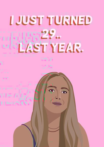 Funny Birthday Card - Jennifer Lawrence - Just Turned 29 created by Funny Hunny