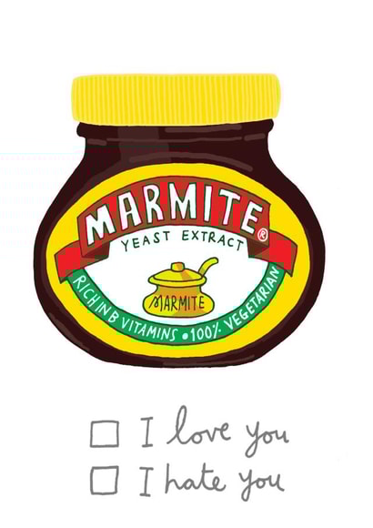 Funny Valentines/Anniversary Card - Marmite - I Love You / I Hate You created by You've Got Pen On Your Face