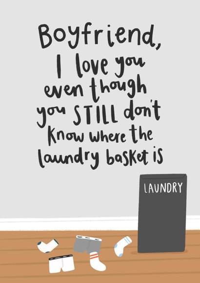 Funny Valentines Card - Boyfriend - The Laundry Basket created by Charley Muttitt