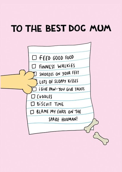 Cute Mothers Day Card - from your pooch! created by Cor Blimey!