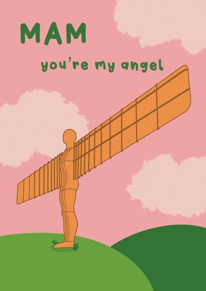 Cute Mother's Day card - for mam - Newcastle angel of the north created by Shop Late 80s
