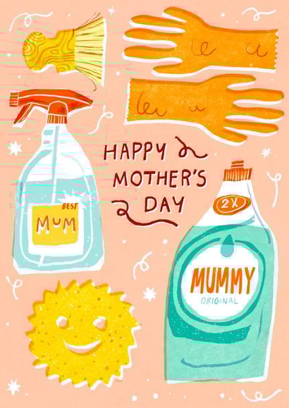 Cute Illustrated Mother’s Day Card - Cleaning - Happy Mother’s Day created by Yan Yu Lee