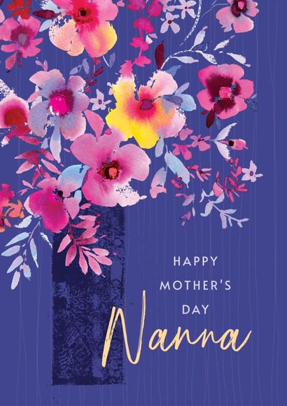 Painted flowers and vase Mother's Day card - Nanna created by Rebecca Prinn