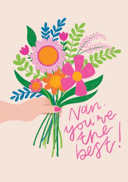 Sweet Mother's day card for your Nan - Bunch of flowers - Best Nan created by Hollie McManus Illustration