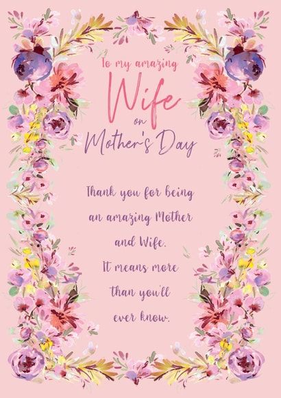 Floral frame Mother's Day card - Wife created by Rebecca Prinn