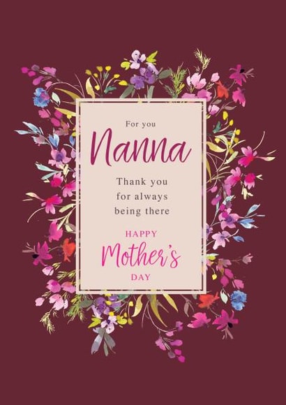 Classic Nanna Mother's Day card - painted floral frame | thortful