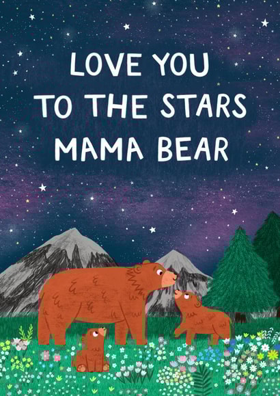 Cute Mothers Day Card - From the Kids - Love You To The Stars Mama Bear created by Pear Tree Press