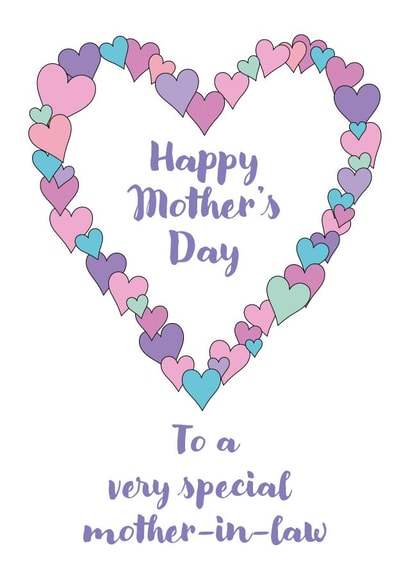 Cute Mother's Day Card - Mother-In-Law - Hearts Border created by size3art