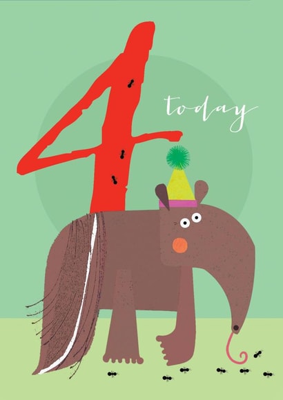 Cute Birthday card - Anteater - 4 Today created by Kali Stileman