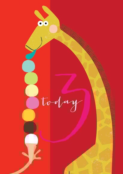 Cute Birthday Card - Giraffe - 3 Today created by Kali Stileman