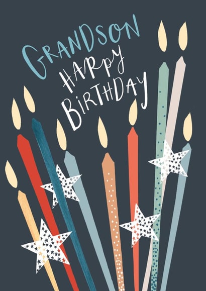 Colourful Birthday card - For Grandson - Candles created by Louise Tiler
