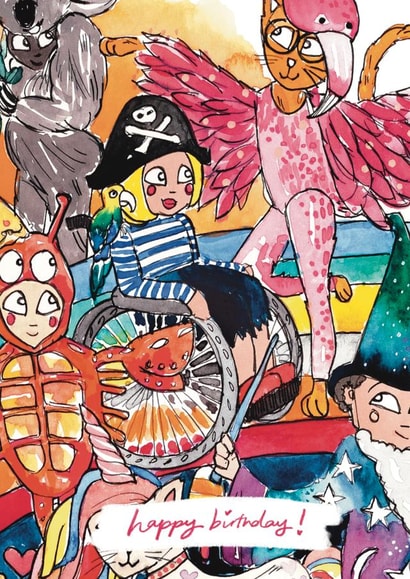 Cute Birthday Card - For Kids - Pirate in Wheelchair created by Miss Magpie Fashion Spy