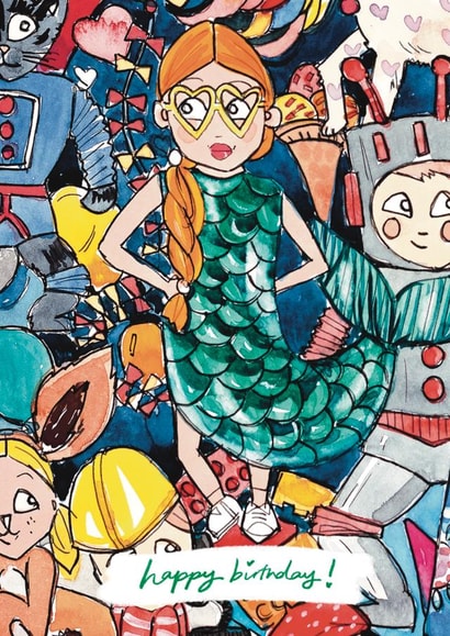 Cute birthday Card - For Kids - Mermaid created by Miss Magpie Fashion Spy