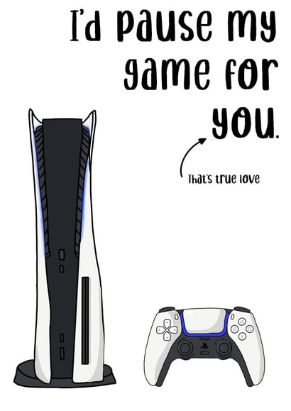 Gaming funny romantic valentines card- gamer PlayStation anniversary card- created by Sneakysquid
