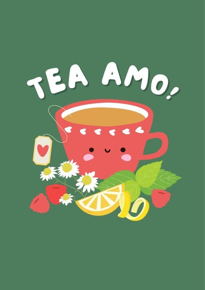 Cute Card for a Tea Lover - Tea Amo - Love and Anniversaries created by Mouse and Jam