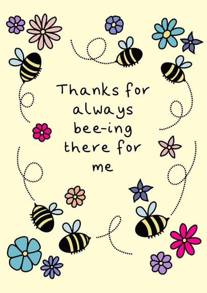 Cute Thank You Card - Bees and Flowers created by Jenny Wren Designs