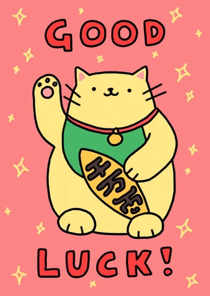 Cute Good Luck Card - Lucky Cat created by Wren & Wilson