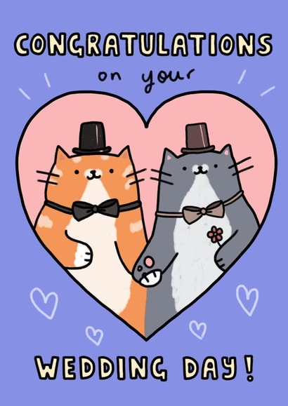 Congratulations on your Wedding Day - Cute Cats - Same Sex Marriage created by Wren & Wilson
