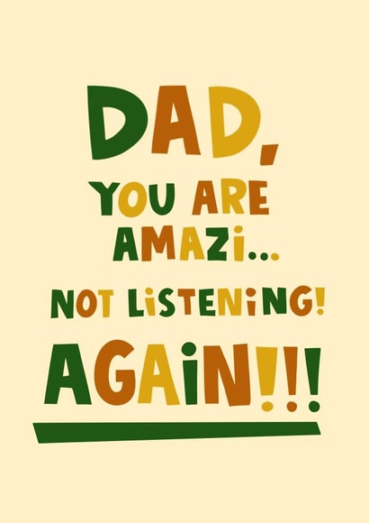 Funny Father's Day Card - Not Listening created by Lucy Maggie Designs