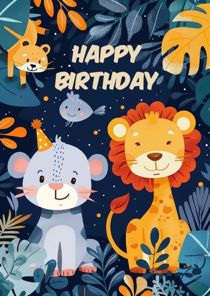 Cute Birthday Card - For Kids - Cute animals created by Cairn Newton