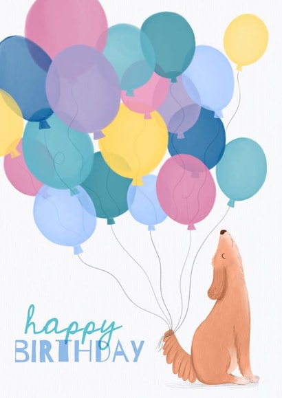 Cute Birthday Card - Cavapoo Dog - Balloons created by Sian Moore Illustration
