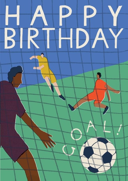Cool Happy Birthday Card - Goal - Football created by Laura Darrington Design Ltd.