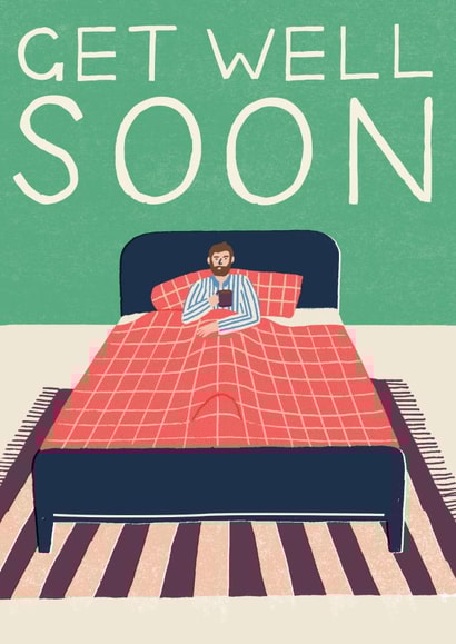 Cute Illustrated Get Well Soon Card - For Him created by Laura Darrington Design Ltd.