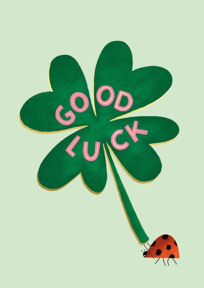 Cute Good Luck Card - Clover and Ladybug created by Studio Mads
