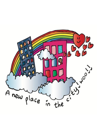 Moving house card for the high flyer who just got a new apartment in the city created by Boopino