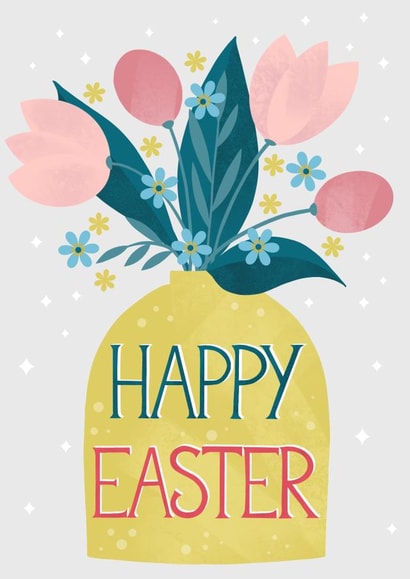 Easter card with Pretty Spring Flowers. created by Louise Brainwood