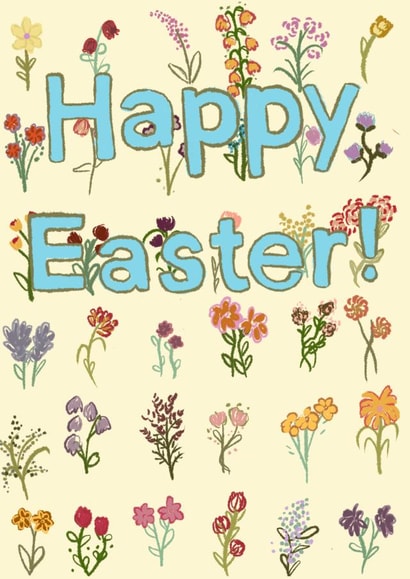 Easter- Flower card- Spring- Hand made style created by eronmur