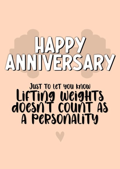 Cheeky Anniversary Card - Gym Bro - Not a personality created by fyou cards