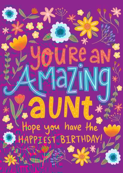 Pretty Birthday Card - Floral - Amazing Aunt created by Fox Card Co