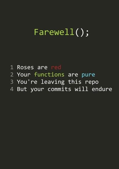 Funny leaving card for developer created by iammatthewbirch