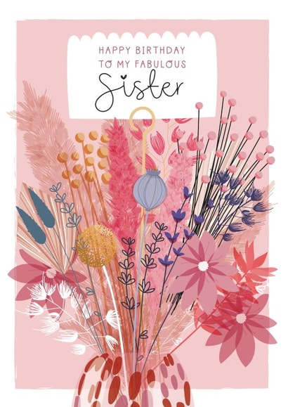 Traditional Birthday Card - Fabulous Sister created by Two For Joy Illustration