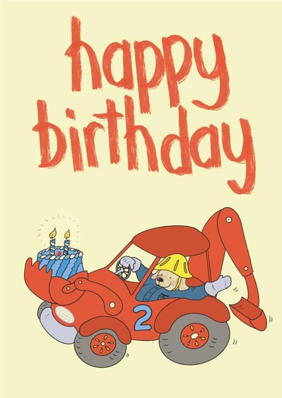 Cute birthday digger card for 2nd birthday created by AK Designs