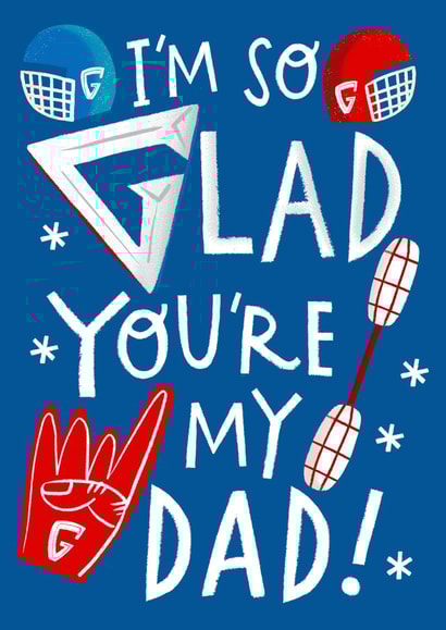 Funny Gladiators Father's day Card - I'm So GLAD You're My Dad! created by @AimeeStevens.Design